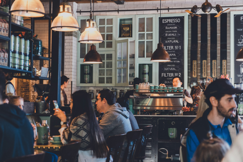 Customers seated in a restaurant