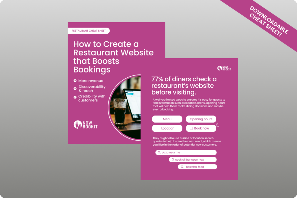 Downloadable cheat sheet for restaurant websites